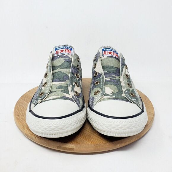 Converse All Star Kids 4‎ Shoes Camo Slip On Laceless Sneakers Junior Girls Boys - Picture 4 of 12